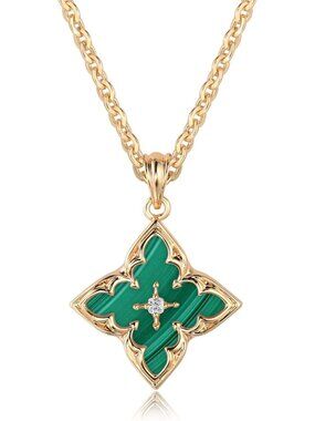 Women's Malachite green Adjustable Chain Choker Charm Pendant Lucky Necklaces